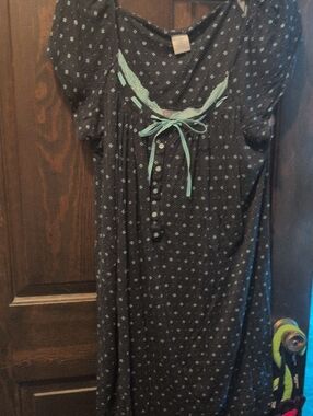 croft & barrow Navy Blue Nightgown with Mint Trim
